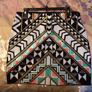 Express tribal print mini skirt